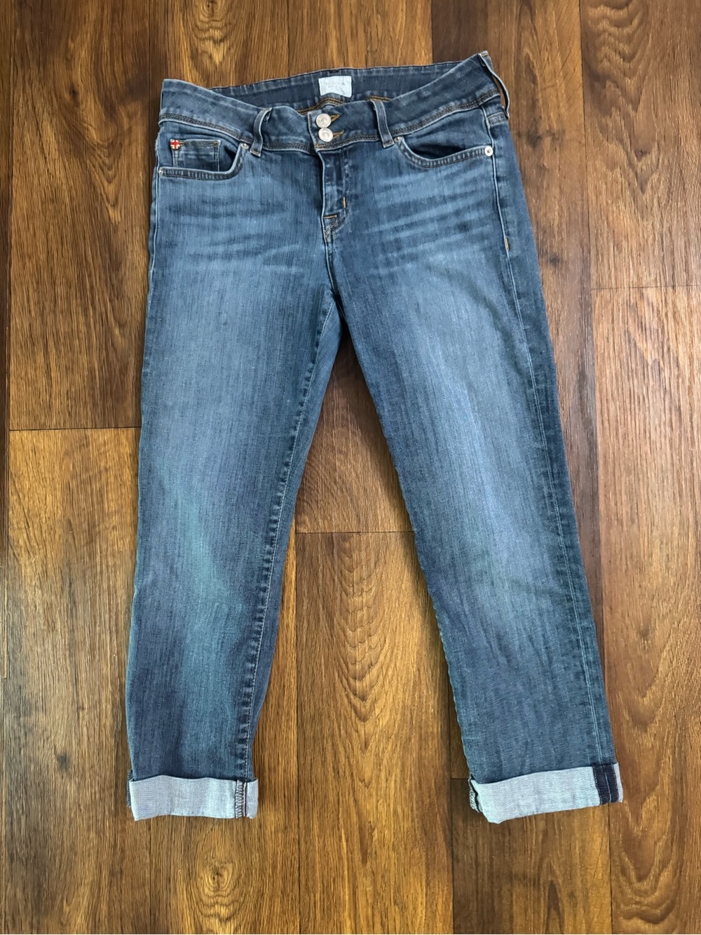 Hudson Jeans Blue Cropped Boyfriend Jeans